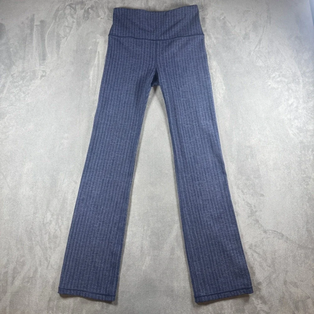 Athleta Elation Textured Straight Leg‎ Pants Blue Herringbone Small Petite SP